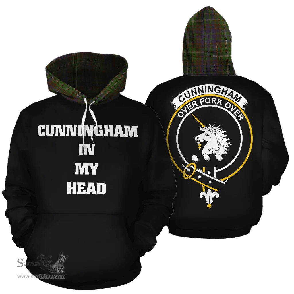 Cunningham Hunting Modern Clan Tartan Hoodie - In My Head Style Scottish Plaid Tartan Plaid