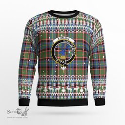 Scottish Stirling Of Cadder-present Chief Clan Badge Tartan Ugly Sweatshirt Scottish Plaid Tartan Plaid - ScotsTee - scotstee.com
