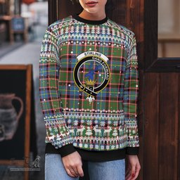 Scottish Stirling Of Cadder-present Chief Clan Badge Tartan Ugly Sweatshirt Scottish Plaid Tartan Plaid - ScotsTee - scotstee.com