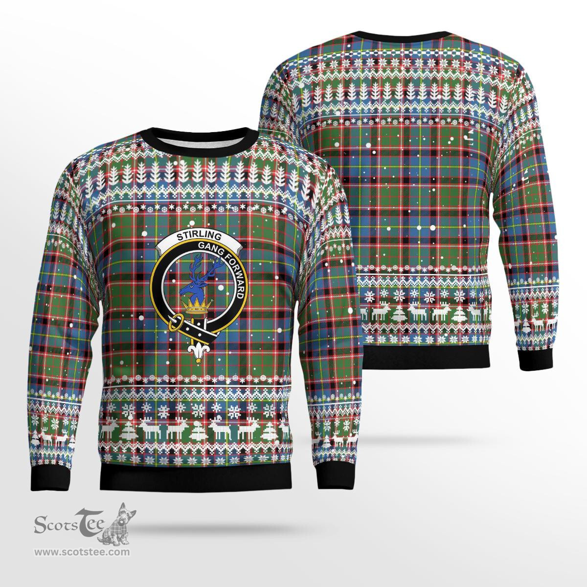 Scottish Stirling Of Cadder-present Chief Clan Badge Tartan Ugly Sweatshirt Scottish Plaid Tartan Plaid - ScotsTee - scotstee.com