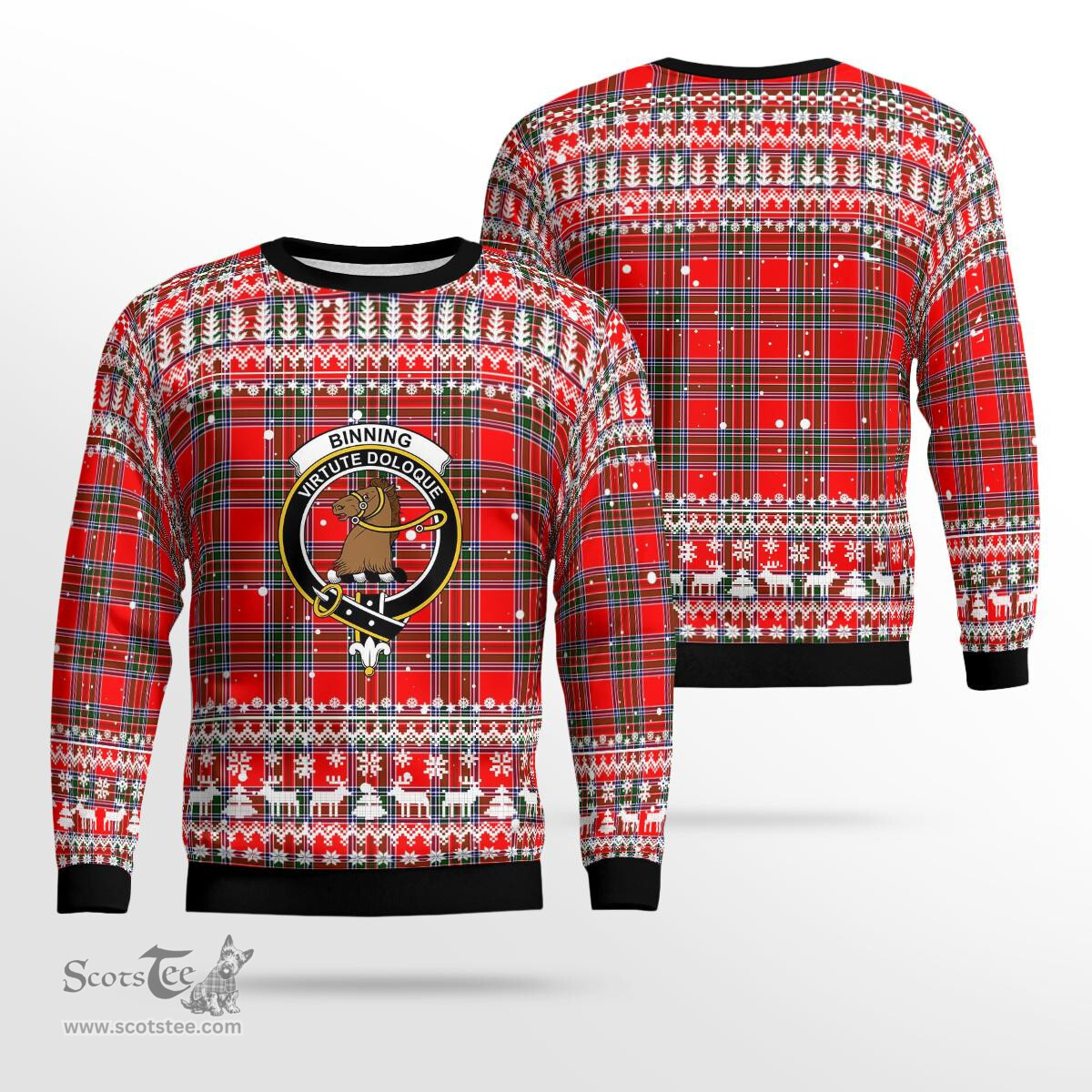 Scottish Binning Of Wallifoord Clan Badge Tartan Ugly Sweatshirt Scottish Plaid Tartan Plaid - ScotsTee - scotstee.com