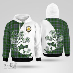 Scottish Pringle Clan Badge Tartan White Thistle Hoodie - Tartan Plaid Hoodies Scottish Plaid Tartan Plaid - ScotsTee - scotstee.com