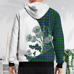 Scottish Monteith Clan Badge Tartan White Thistle Hoodie - Tartan Plaid Hoodies Scottish Plaid Tartan Plaid - ScotsTee - scotstee.com