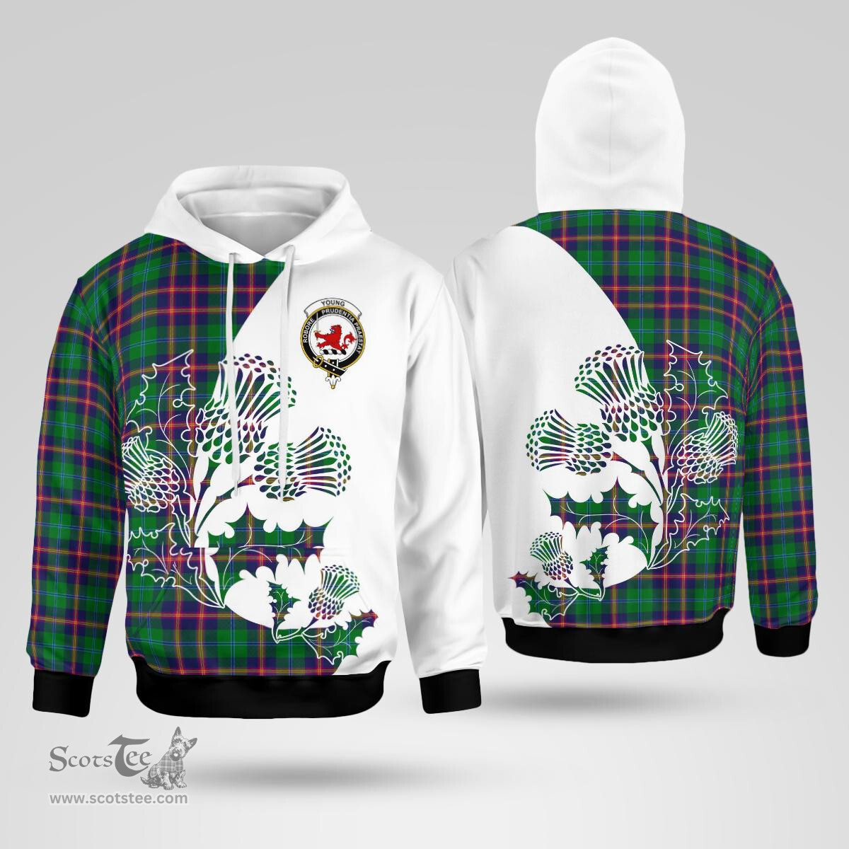 Scottish Young Clan Badge Tartan White Thistle Hoodie - Tartan Plaid Hoodies Scottish Plaid Tartan Plaid - ScotsTee - scotstee.com