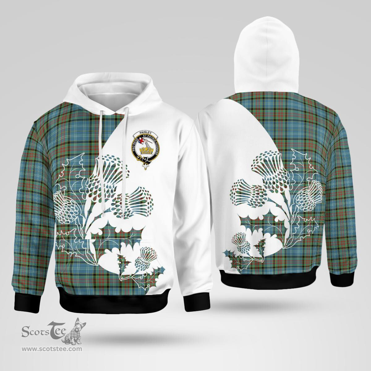 Scottish Paisley Clan Badge Tartan White Thistle Hoodie - Tartan Plaid Hoodies Scottish Plaid Tartan Plaid - ScotsTee - scotstee.com