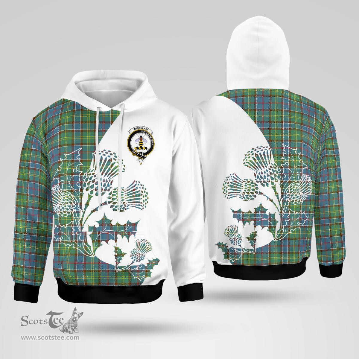 Scottish Whitelaw Clan Badge Tartan White Thistle Hoodie - Tartan Plaid Hoodies Scottish Plaid Tartan Plaid - ScotsTee - scotstee.com