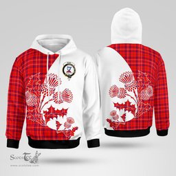 Scottish Rose Clan Badge Tartan White Thistle Hoodie - Tartan Plaid Hoodies Scottish Plaid Tartan Plaid - ScotsTee - scotstee.com