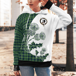 Scottish Tweedie Clan Badge Tartan White Thistle Hoodie - Tartan Plaid Hoodies Scottish Plaid Tartan Plaid - ScotsTee - scotstee.com