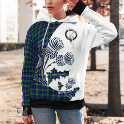 Scottish Sempill Clan Badge Tartan White Thistle Hoodie - Tartan Plaid Hoodies Scottish Plaid Tartan Plaid - ScotsTee - scotstee.com