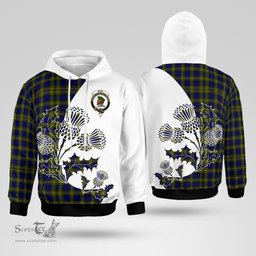 Scottish Muir Clan Badge Tartan White Thistle Hoodie - Tartan Plaid Hoodies Scottish Plaid Tartan Plaid - ScotsTee - scotstee.com