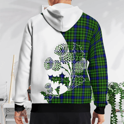 Scottish Rollo Clan Badge Tartan White Thistle Hoodie - Tartan Plaid Hoodies Scottish Plaid Tartan Plaid - ScotsTee - scotstee.com