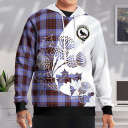 Scottish Rutherford Clan Badge Tartan White Thistle Hoodie - Tartan Plaid Hoodies Scottish Plaid Tartan Plaid - ScotsTee - scotstee.com