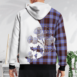 Scottish Rutherford Clan Badge Tartan White Thistle Hoodie - Tartan Plaid Hoodies Scottish Plaid Tartan Plaid - ScotsTee - scotstee.com