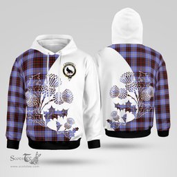 Scottish Rutherford Clan Badge Tartan White Thistle Hoodie - Tartan Plaid Hoodies Scottish Plaid Tartan Plaid - ScotsTee - scotstee.com