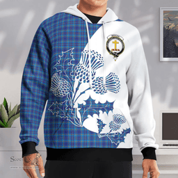 Scottish Mercer Clan Badge Tartan White Thistle Hoodie - Tartan Plaid Hoodies Scottish Plaid Tartan Plaid - ScotsTee - scotstee.com