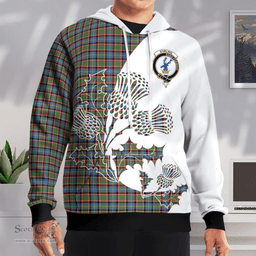 Scottish Stirling Of Cadder-present Chief Clan Badge Tartan White Thistle Hoodie - Tartan Plaid Hoodies Scottish Plaid Tartan Plaid - ScotsTee - scotstee.com
