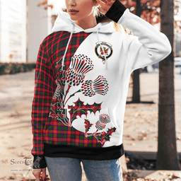 Scottish Mow Clan Badge Tartan White Thistle Hoodie - Tartan Plaid Hoodies Scottish Plaid Tartan Plaid - ScotsTee - scotstee.com