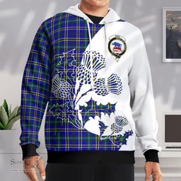 Scottish Weir Clan Badge Tartan White Thistle Hoodie - Tartan Plaid Hoodies Scottish Plaid Tartan Plaid - ScotsTee - scotstee.com