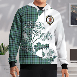 Scottish Melville Clan Badge Tartan White Thistle Hoodie - Tartan Plaid Hoodies Scottish Plaid Tartan Plaid - ScotsTee - scotstee.com