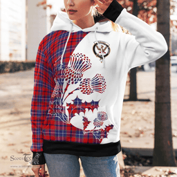 Scottish Wishart Clan Badge Tartan White Thistle Hoodie - Tartan Plaid Hoodies Scottish Plaid Tartan Plaid - ScotsTee - scotstee.com