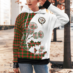 Scottish Pollock Clan Badge Tartan White Thistle Hoodie - Tartan Plaid Hoodies Scottish Plaid Tartan Plaid - ScotsTee - scotstee.com