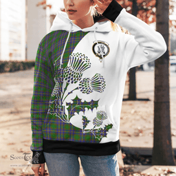 Scottish Strang Clan Badge Tartan White Thistle Hoodie - Tartan Plaid Hoodies Scottish Plaid Tartan Plaid - ScotsTee - scotstee.com