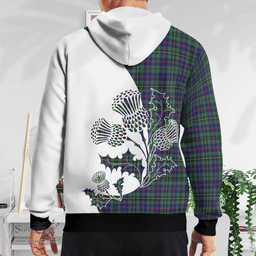 Scottish Wood Clan Badge Tartan White Thistle Hoodie - Tartan Plaid Hoodies Scottish Plaid Tartan Plaid - ScotsTee - scotstee.com