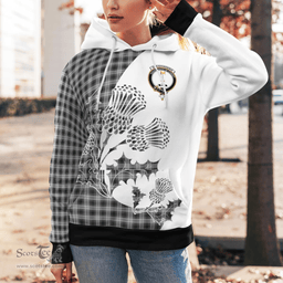 Scottish Glendinning Clan Badge Tartan White Thistle Hoodie - Tartan Plaid Hoodies Scottish Plaid Tartan Plaid - ScotsTee - scotstee.com