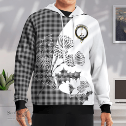 Scottish Glendinning Clan Badge Tartan White Thistle Hoodie - Tartan Plaid Hoodies Scottish Plaid Tartan Plaid - ScotsTee - scotstee.com