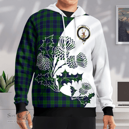 Scottish Keith Clan Badge Tartan White Thistle Hoodie - Tartan Plaid Hoodies Scottish Plaid Tartan Plaid - ScotsTee - scotstee.com