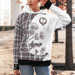 Scottish Dennistoun Clan Badge Tartan White Thistle Hoodie - Tartan Plaid Hoodies Scottish Plaid Tartan Plaid - ScotsTee - scotstee.com