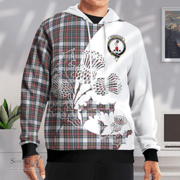 Scottish Dennistoun Clan Badge Tartan White Thistle Hoodie - Tartan Plaid Hoodies Scottish Plaid Tartan Plaid - ScotsTee - scotstee.com