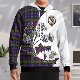 Scottish Chalmers Balnacraig Clan Badge Tartan White Thistle Hoodie - Tartan Plaid Hoodies Scottish Plaid Tartan Plaid - ScotsTee - scotstee.com