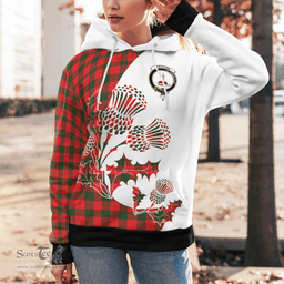 Scottish Erskine Clan Badge Tartan White Thistle Hoodie - Tartan Plaid Hoodies Scottish Plaid Tartan Plaid - ScotsTee - scotstee.com