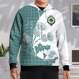 Scottish Irvine Clan Badge Tartan White Thistle Hoodie - Tartan Plaid Hoodies Scottish Plaid Tartan Plaid - ScotsTee - scotstee.com