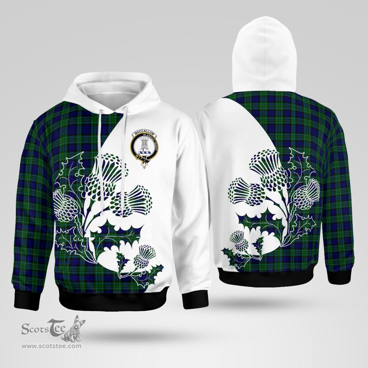 Scottish Maccallum Clan Badge Tartan White Thistle Hoodie - Tartan Plaid Hoodies Scottish Plaid Tartan Plaid - ScotsTee - scotstee.com