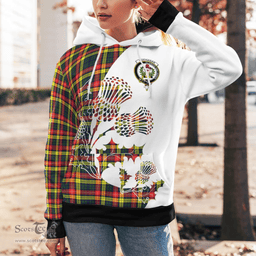 Scottish Buchanan Clan Badge Tartan White Thistle Hoodie - Tartan Plaid Hoodies Scottish Plaid Tartan Plaid - ScotsTee - scotstee.com