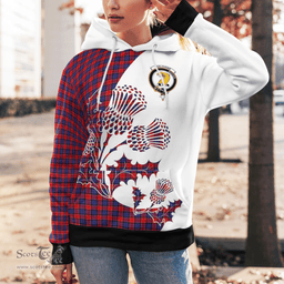 Scottish Haldane Clan Badge Tartan White Thistle Hoodie - Tartan Plaid Hoodies Scottish Plaid Tartan Plaid - ScotsTee - scotstee.com