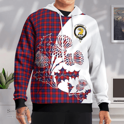 Scottish Haldane Clan Badge Tartan White Thistle Hoodie - Tartan Plaid Hoodies Scottish Plaid Tartan Plaid - ScotsTee - scotstee.com