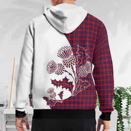 Scottish Haldane Clan Badge Tartan White Thistle Hoodie - Tartan Plaid Hoodies Scottish Plaid Tartan Plaid - ScotsTee - scotstee.com