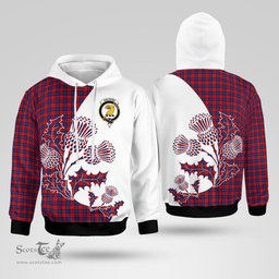 Scottish Haldane Clan Badge Tartan White Thistle Hoodie - Tartan Plaid Hoodies Scottish Plaid Tartan Plaid - ScotsTee - scotstee.com