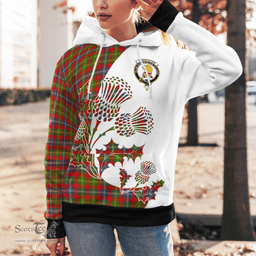 Scottish Forrester Clan Badge Tartan White Thistle Hoodie - Tartan Plaid Hoodies Scottish Plaid Tartan Plaid - ScotsTee - scotstee.com