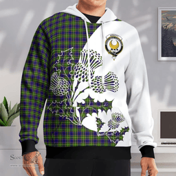 Scottish Arnott Clan Badge Tartan White Thistle Hoodie - Tartan Plaid Hoodies Scottish Plaid Tartan Plaid - ScotsTee - scotstee.com