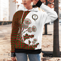 Scottish Auchinleck Or Affleck Clan Badge Tartan White Thistle Hoodie - Tartan Plaid Hoodies Scottish Plaid Tartan Plaid - ScotsTee - scotstee.com