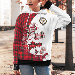 Scottish Drummond Clan Badge Tartan White Thistle Hoodie - Tartan Plaid Hoodies Scottish Plaid Tartan Plaid - ScotsTee - scotstee.com