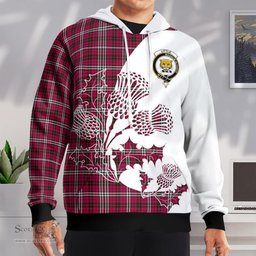 Scottish Little Clan Badge Tartan White Thistle Hoodie - Tartan Plaid Hoodies Scottish Plaid Tartan Plaid - ScotsTee - scotstee.com