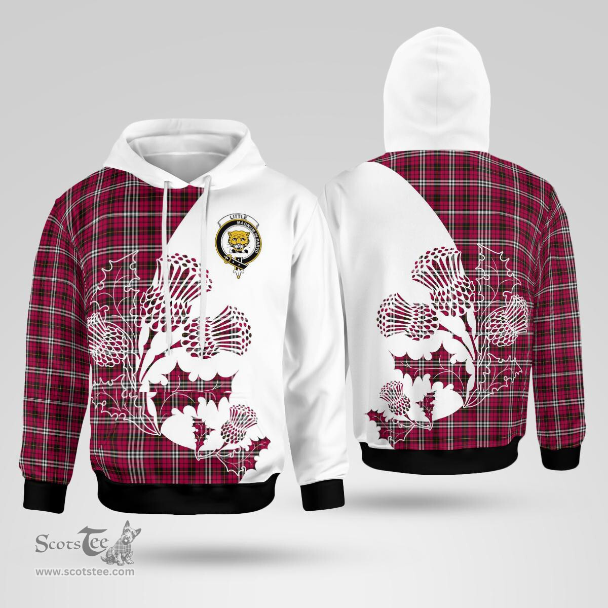 Scottish Little Clan Badge Tartan White Thistle Hoodie - Tartan Plaid Hoodies Scottish Plaid Tartan Plaid - ScotsTee - scotstee.com