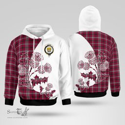 Scottish Little Clan Badge Tartan White Thistle Hoodie - Tartan Plaid Hoodies Scottish Plaid Tartan Plaid - ScotsTee - scotstee.com