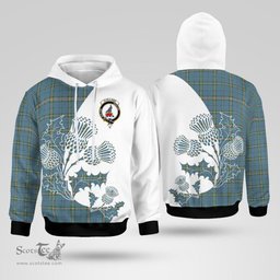 Scottish Clelland Clan Badge Tartan White Thistle Hoodie - Tartan Plaid Hoodies Scottish Plaid Tartan Plaid - ScotsTee - scotstee.com