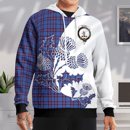 Scottish Elliot Clan Badge Tartan White Thistle Hoodie - Tartan Plaid Hoodies Scottish Plaid Tartan Plaid - ScotsTee - scotstee.com